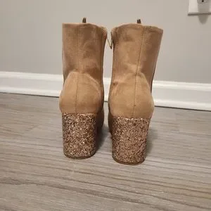 Old Navy Shoes Old Navy Faux Suede Pink Glitter Heel Ankle